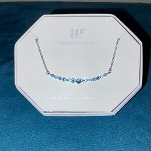 Elegant Aqua Blue Cubic Zirconia with Rhodium Plating Necklace